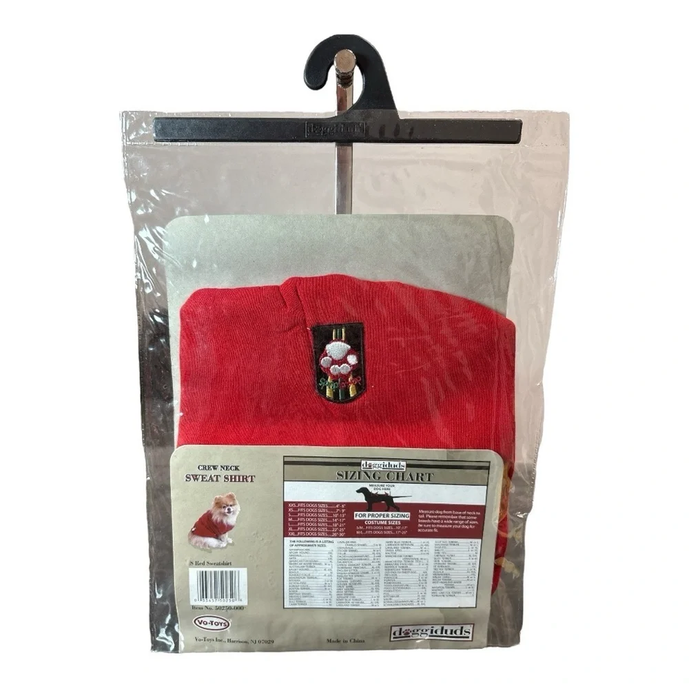 Doggiduds Dog Crew Neck Sweatshirt 100% Cotton Fleece Red Small